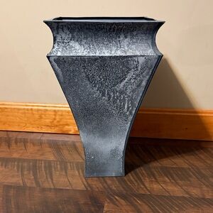 Modern Textured Metal Pedestal Vase - Slate Gray